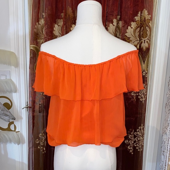 Vibrant Orange Ruffle Blouse - Picture 10 of 17